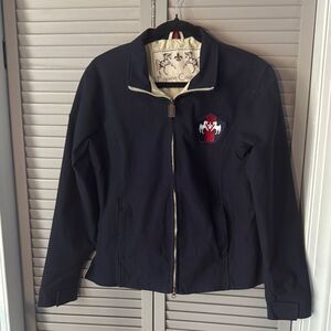 Navy Jacket with Stand-Up Collar and Embroidery Equestrian design - Pre-owned